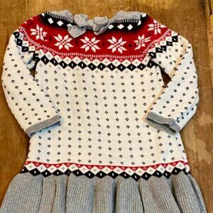 Gymboree Girls 3T Holiday Snowflakes Christmas Sweater Dress